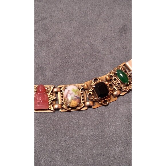 Victorian Revival Panel Bracelet Dragons Breath Buddah Fragonard - Picture 1 of 11